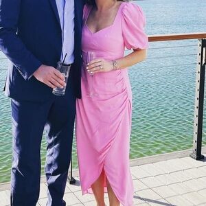 Pink Charles Henry midi dress